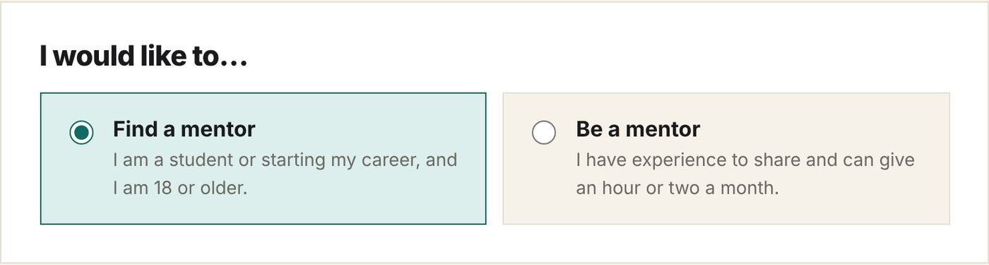 Choose Find a mentor