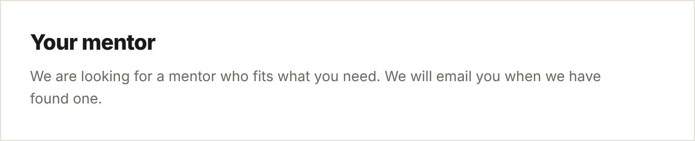 We are looking for a mentor