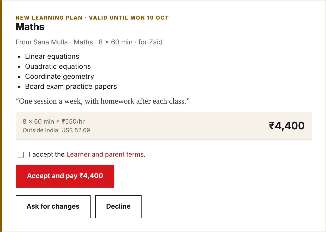 A new learning plan with Accept and pay