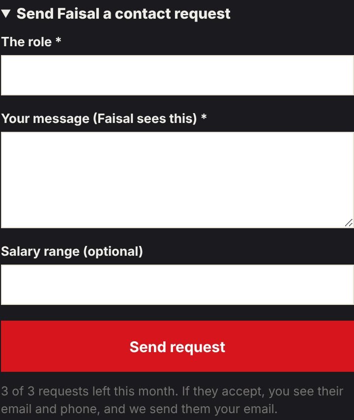 Send a contact request form on a profile