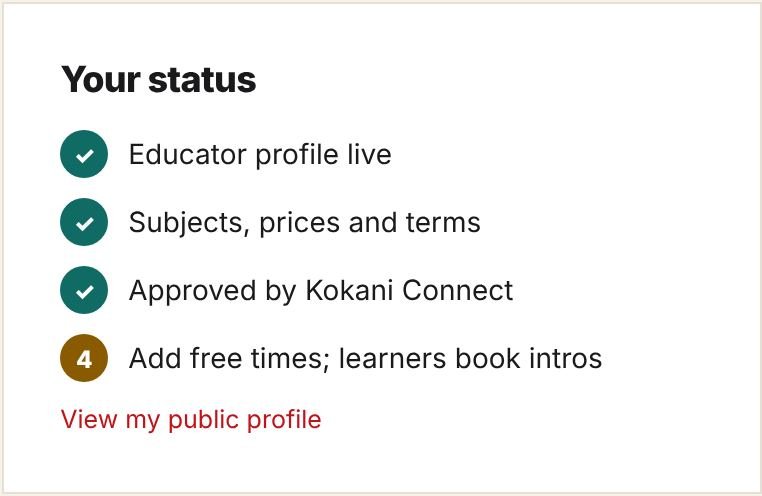 Your status box with four steps